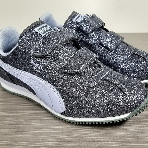 PUMA Whirlwind Glitz Sneaker, Grey, Childrens Size 3 / 34.5 (ages 5-8) - Picture 3 of 11